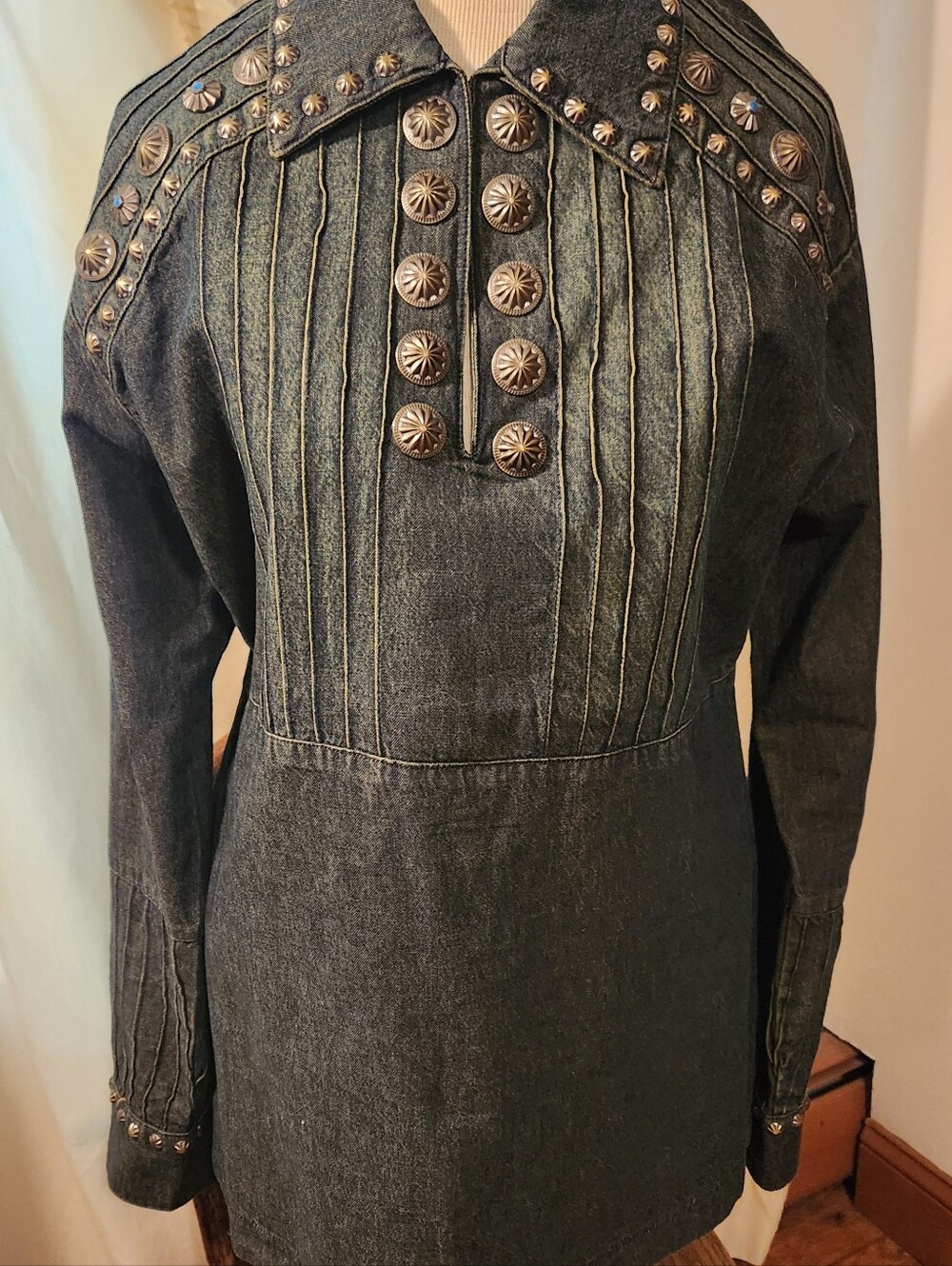 New American Darling Dark Indigo Denim Tunic with Concho Studs